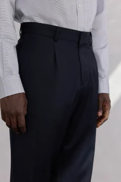 Pedro del Hierro Calças|Calças Clássicas-Calças plissadas de lã Azul