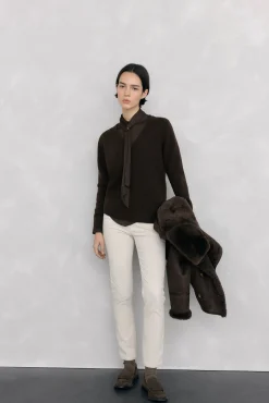 Pedro del Hierro Calças-Calças push-up de veludo Ecru