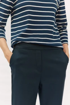 Cortefiel Calças-Calças retas com borracha nas costas Azul