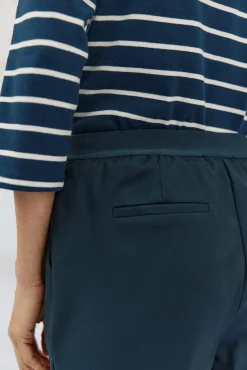 Cortefiel Calças-Calças retas com borracha nas costas Azul