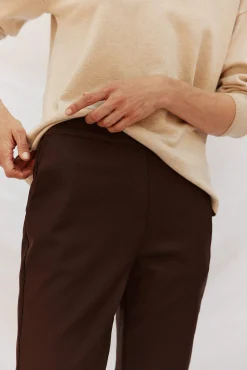 Cortefiel Calças-Calças retas com borracha nas costas Castanho