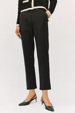 Cortefiel Calças-Calças retas com borracha nas costas Preto