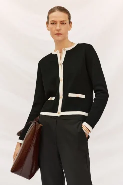 Cortefiel Calças-Calças retas com borracha nas costas Preto