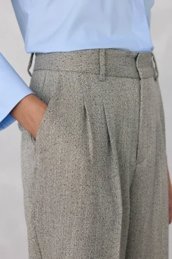 Pedro del Hierro Calças-Calças retas com textura espiga Cizento