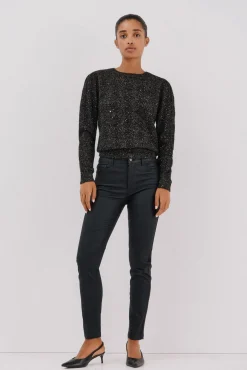 Cortefiel Jeans|Calças-Calças sensacionais revestidas com resina Preto