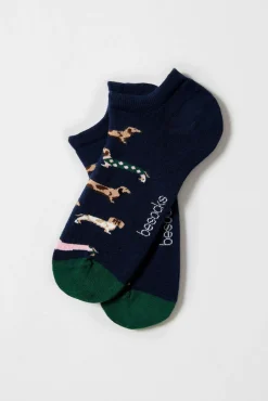 Besocks Meias|Meias-Calcetines altos de algodón orgánico color marino azul