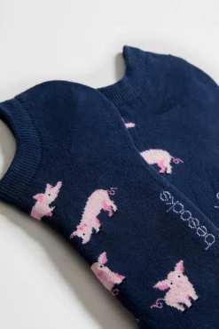 Besocks Meias|Meias-Calcetines altos de algodón orgánico color azul