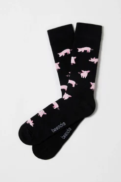 Besocks Meias-Calcetines altos de algodón orgánico color negro preto