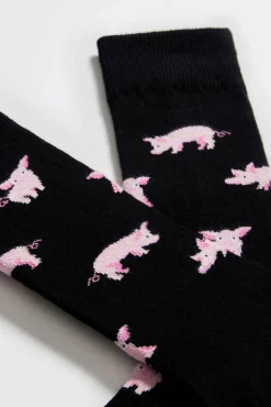 Besocks Meias-Calcetines altos de algodón orgánico color negro preto