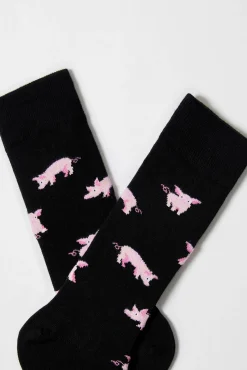 Besocks Meias-Calcetines altos de algodón orgánico color negro preto