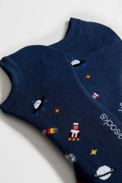 Besocks Meias|Meias-Calcetines tobilleros de algodón orgánico color marino azul