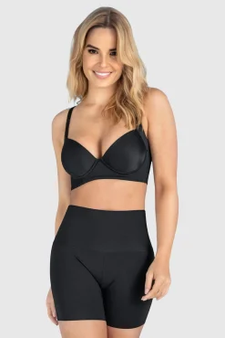 Leonisa Roupa Interior-Calções de controle moderado com visual invisível e faixa antiderrapante preto