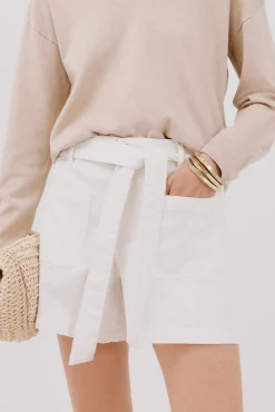 Cortefiel Jeans-Calções ganga laço Branco