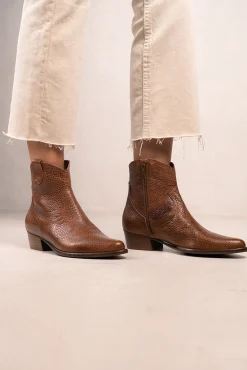 Bryan Stepwise Saltos|Calçado De Couro-Calíope Botins cowboy vintage de pele Castanho