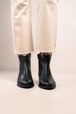 Bryan Stepwise Saltos|Calçado De Couro-Calíope Botins cowboy vintage de pele Preto