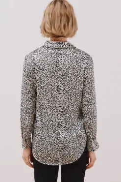 Cortefiel Blusas-Camisa acetinada Impress&atilde;o