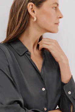 Cortefiel Blusas-Camisa acetinada Cinzento