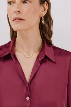 Cortefiel Blusas-Camisa acetinada Roxo