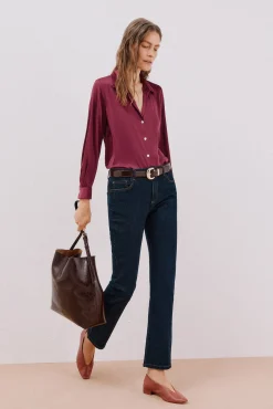 Cortefiel Blusas-Camisa acetinada Roxo