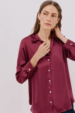 Cortefiel Blusas-Camisa acetinada Roxo