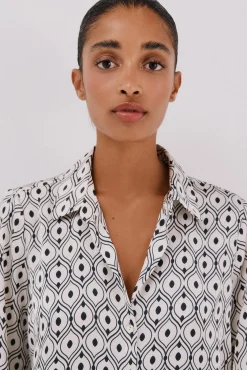 Cortefiel Blusas-Camisa acetinada Impress&atilde;o