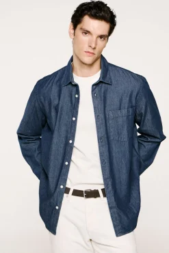 Selected Camisas-Camisa algodão orgânico Azul