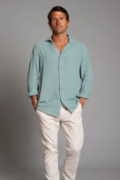 Cloking Camisas-Camisa Bambula Azul