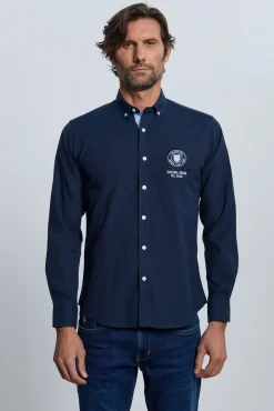 Valecuatro Camisas-Camisa bordada marinho Azul