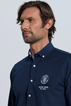 Valecuatro Camisas-Camisa bordada marinho Azul