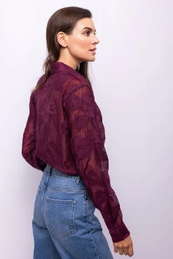 Object Blusas-Camisa bordada com flores Roxo