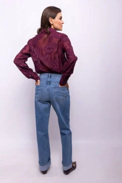 Object Blusas-Camisa bordada com flores Roxo