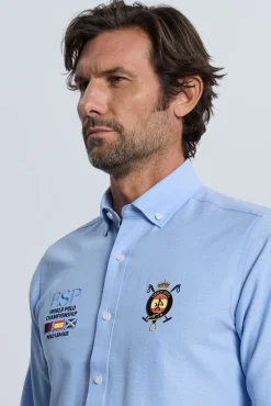 Valecuatro Camisas-Camisa bordada Espanha claro Azul