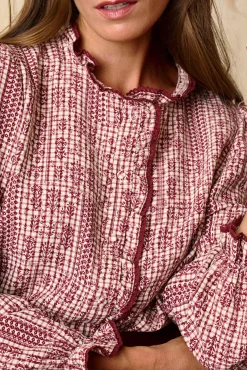 Polín Et Moi Blusas-Camisa bordada Gabry Vermelho