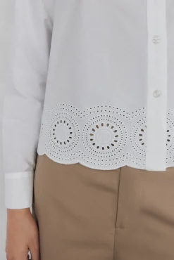 Pedro del Hierro Blusas-Camisa bordada lisa Branco