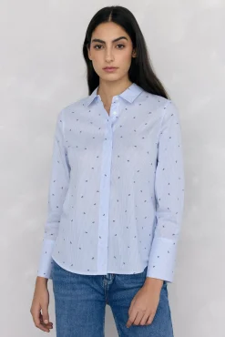 Pedro del Hierro Blusas-Camisa básica riscas fácil de passar Azul