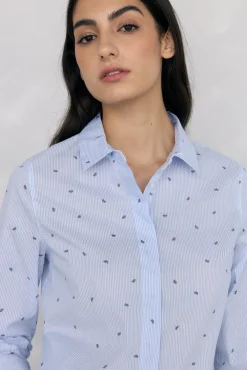 Pedro del Hierro Blusas-Camisa básica riscas fácil de passar Azul