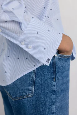 Pedro del Hierro Blusas-Camisa básica riscas fácil de passar Azul
