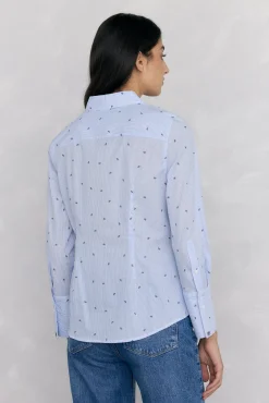 Pedro del Hierro Blusas-Camisa básica riscas fácil de passar Azul