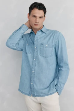 Pedro del Hierro Camisas-Camisa cambraia Azul