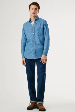 Pepe Jeans Camisas-Camisa clássica ajustada. azul