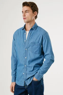 Pepe Jeans Camisas-Camisa clássica ajustada. azul