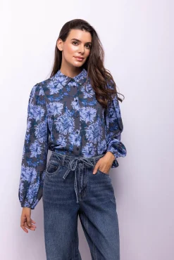 Object Blusas-Camisa com estampado de flores Azul