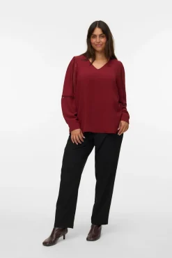 Vero Moda Curve Blusas-Camisa com gola em V curvo Vermelho