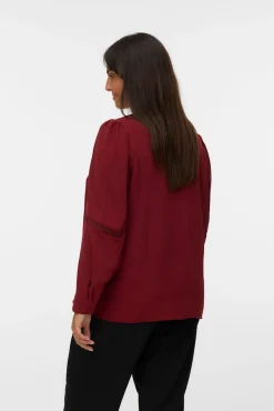 Vero Moda Curve Blusas-Camisa com gola em V curvo Vermelho