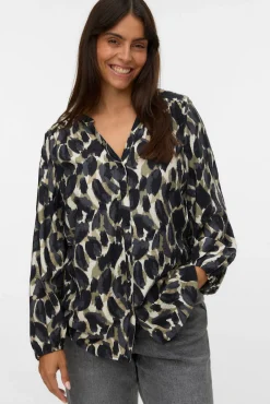 Vero Moda Curve Blusas|Camisolas-Camisa com gola em V curvo Verde