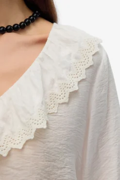 Vero Moda Blusas-Camisa com gola folho Branco