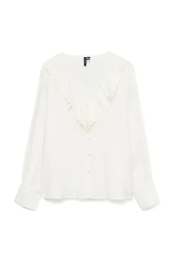Vero Moda Blusas-Camisa com gola folho Branco