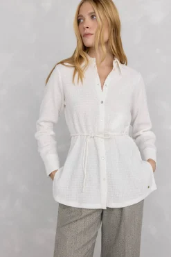 Pedro del Hierro T-Shirts-Camisa com gola texturizada Branco