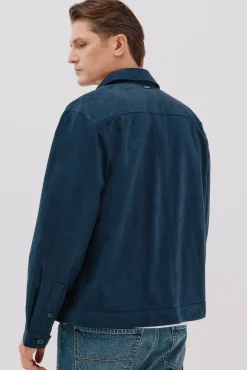 Cortefiel Camisas|Casacos-Camisa comprida efeito camurça Azul