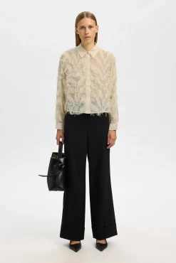 Selected Blusas-Camisa curta fofa Tostado